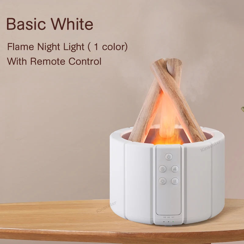 Simulated Flame Aroma Diffuser - Ultrasonic Cool Mist Humidifier with LED Essential Oil Lamp for a Cozy Atmosphere