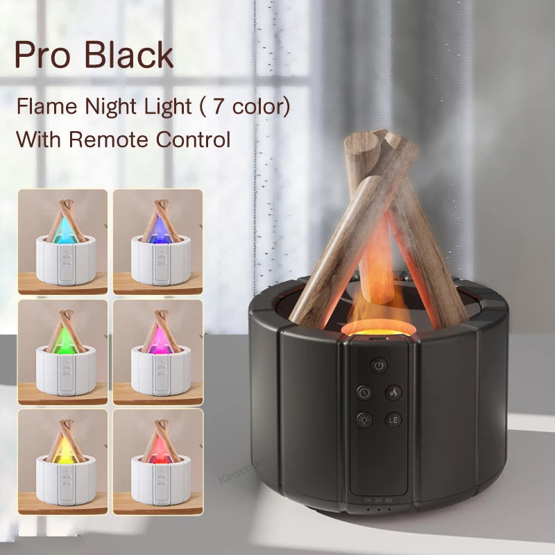 Simulated Flame Aroma Diffuser - Ultrasonic Cool Mist Humidifier with LED Essential Oil Lamp for a Cozy Atmosphere