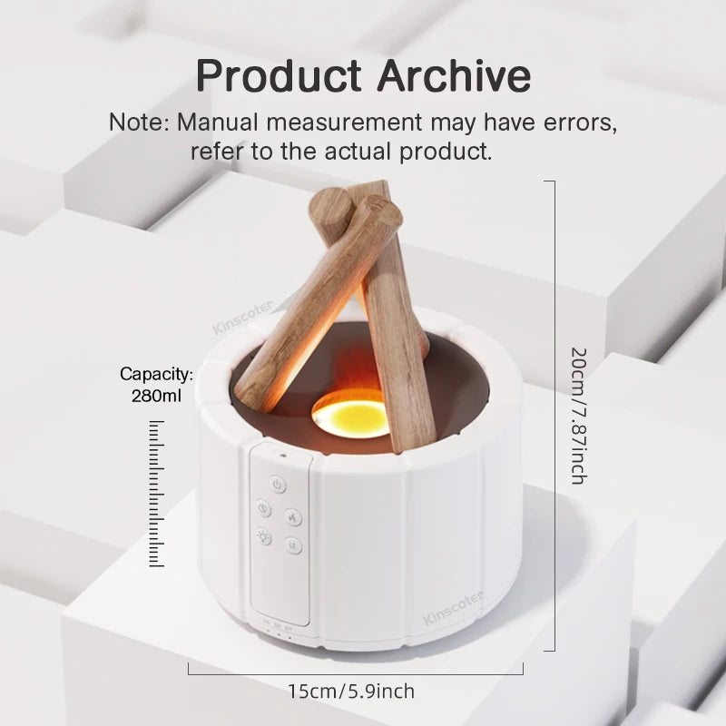 Simulated Flame Aroma Diffuser - Ultrasonic Cool Mist Humidifier with LED Essential Oil Lamp for a Cozy Atmosphere