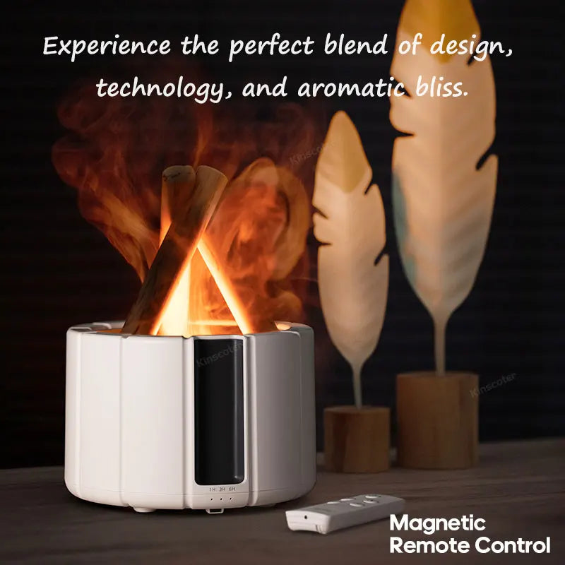 Simulated Flame Aroma Diffuser - Ultrasonic Cool Mist Humidifier with LED Essential Oil Lamp for a Cozy Atmosphere