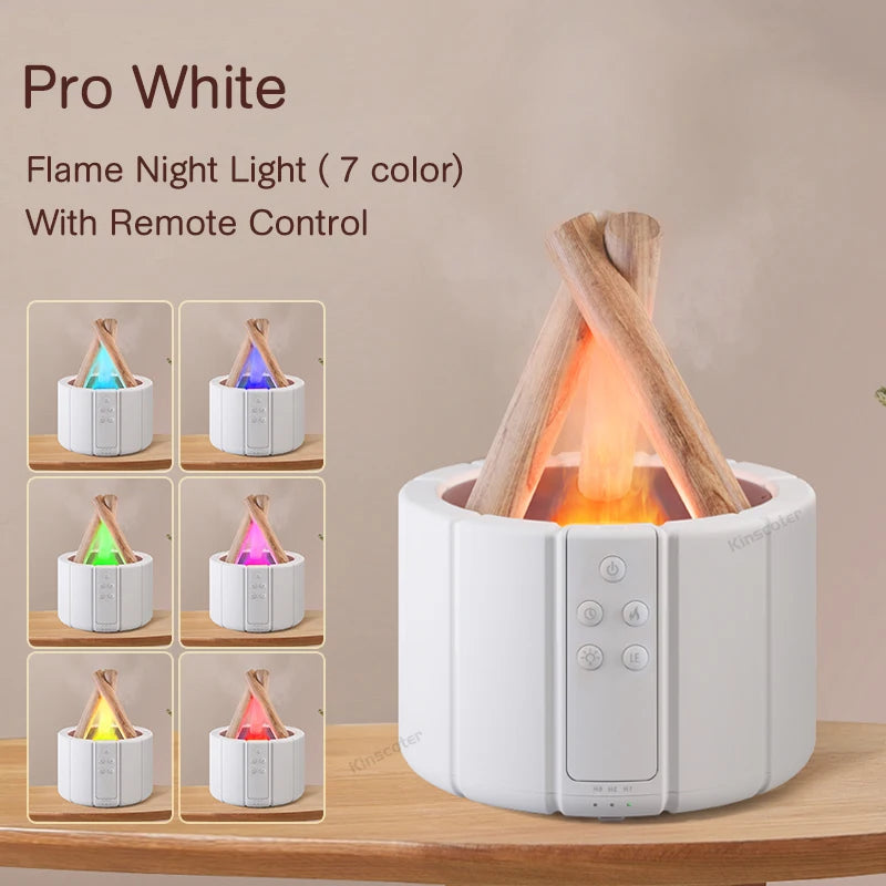Simulated Flame Aroma Diffuser - Ultrasonic Cool Mist Humidifier with LED Essential Oil Lamp for a Cozy Atmosphere