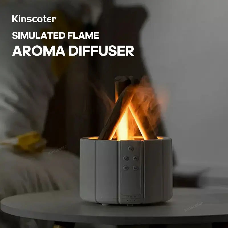 Simulated Flame Aroma Diffuser - Ultrasonic Cool Mist Humidifier with LED Essential Oil Lamp for a Cozy Atmosphere