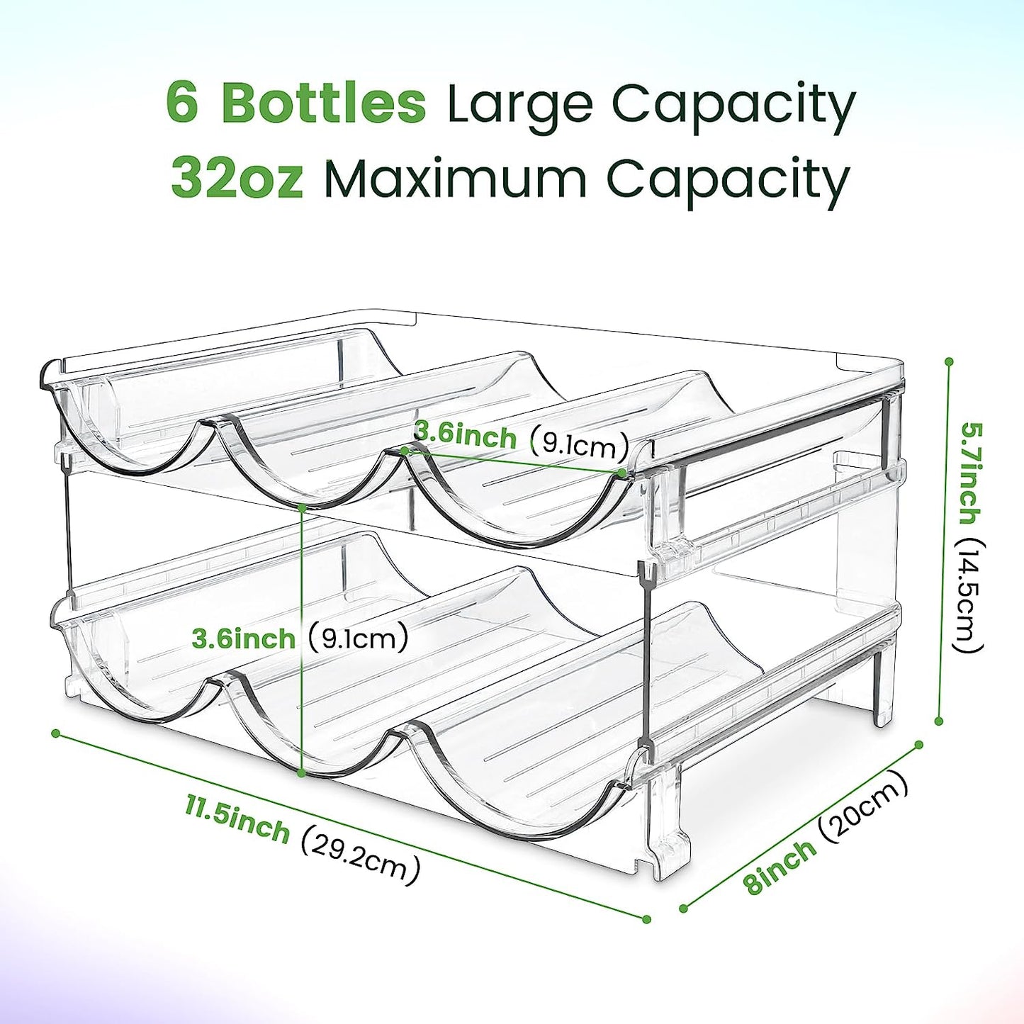 Cabinet Water Bottle Organizer - 2 Pack Stackable Storage Racks for Efficient Water Bottle Storage